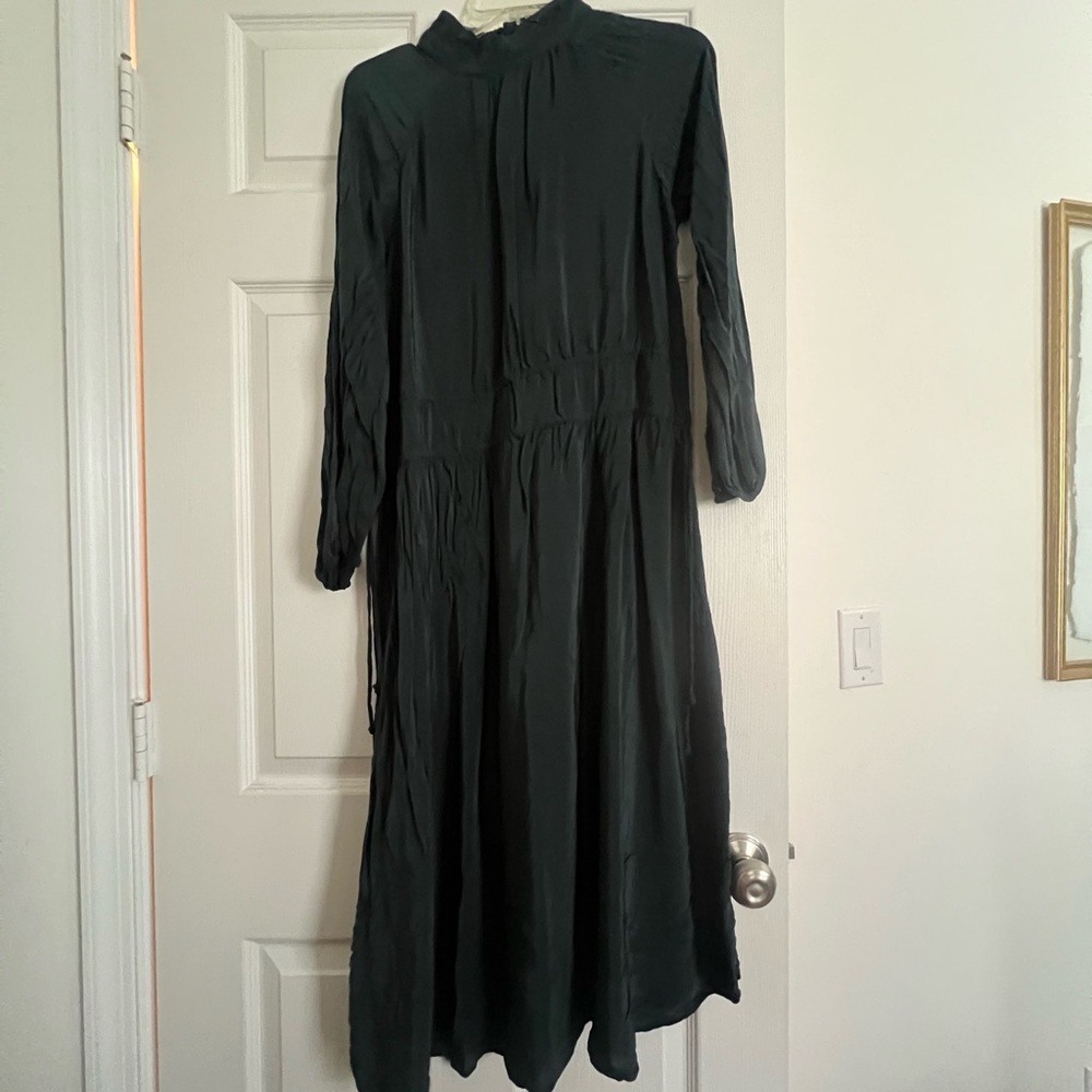 Mango Black Long Sleeve Midi Dress